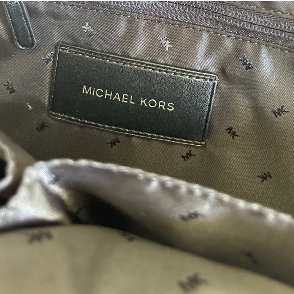 Michael Kors Hudson Commuter Black‎ Pebble Leather Striped Backpack Work Travel